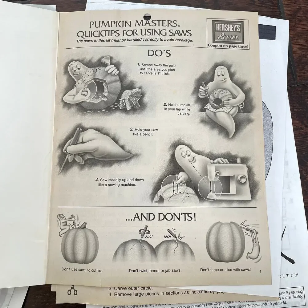 Vintage Pumpkin Carving Kit Halloween 2000 Pumpkin Masters Stencils & Saws Y2K